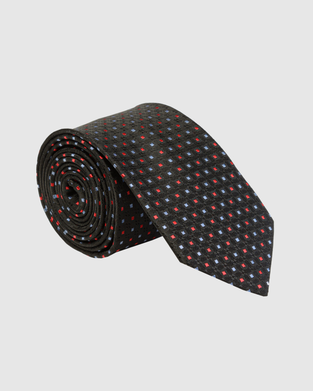 Черный галстук с геометрическим орнаментом
