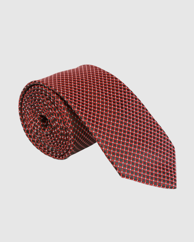 Темно-красный галстук с жаккардовым микроузором