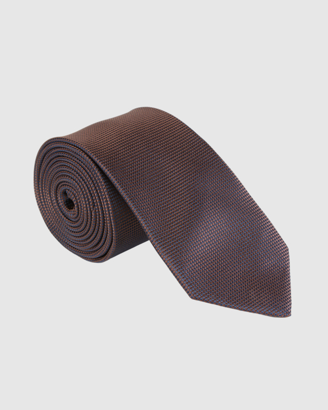 Коричневый галстук с фактурным микроузором