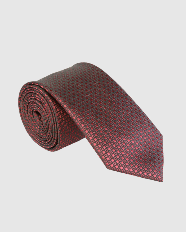 Бордовый галстук с геометрическим рисунком