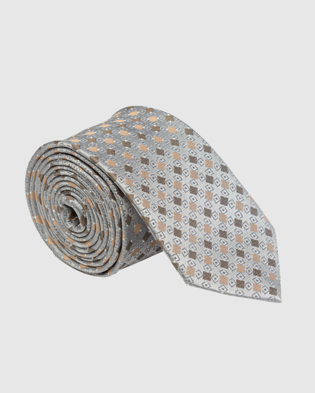 Серый галстук с узором в виде ромбов